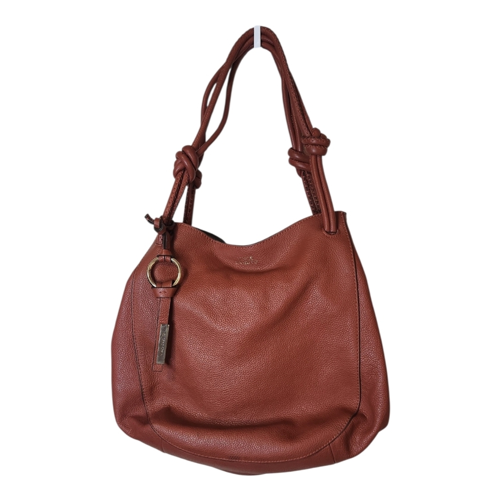 Vince Camuto Brown Orange Leather Hobo Bag.